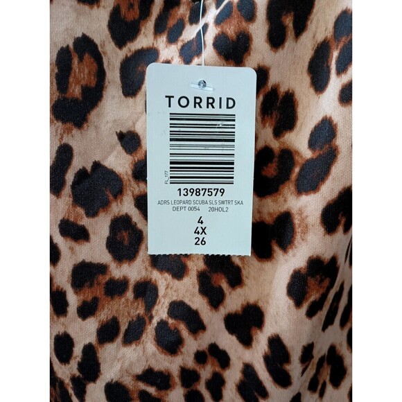 Torrid Plus Size 4X 26 Leopard Print Skater Dress With Pockets Scuba Fabric NWT - Picture 7 of 7